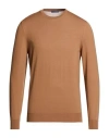 Drumohr Man Sweater Tan Size 40 Super 140s Wool In Brown