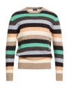 Drumohr Man Sweater Taupe Size 40 Lambswool In Multi