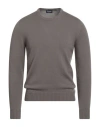 Drumohr Man Sweater Taupe Size 44 Merino Wool In Gray