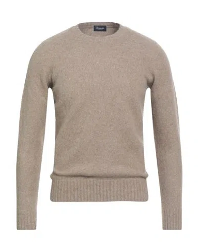 Drumohr Man Sweater Taupe Size 46 Lambswool In Neutral