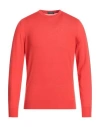 Drumohr Ribbed Crewneck Sweater With Cuffs And Hem In Tomato Red