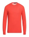 Drumohr Man Sweater Tomato Red Size 46 Super 140s Wool In Tomato Red