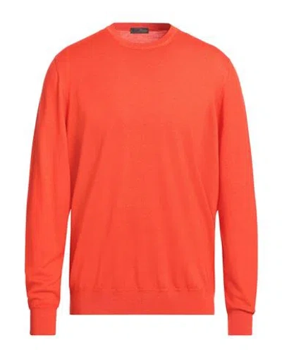 Drumohr Man Sweater Tomato Red Size 46 Super 140s Wool