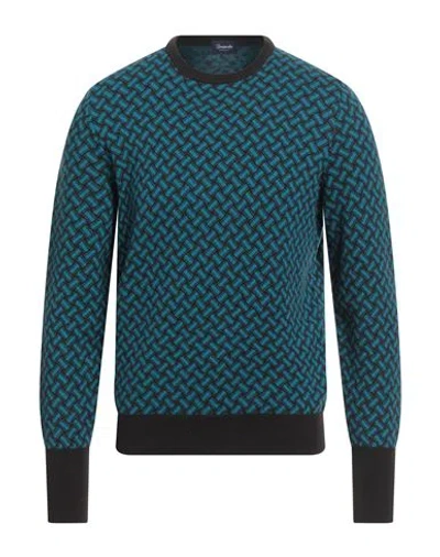 Drumohr Man Sweater Turquoise Size 38 Cashmere In Blue