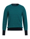 Drumohr Man Sweater Turquoise Size 38 Cashmere In Green
