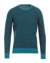 Drumohr Man Sweater Turquoise Size 44 Lambswool In Blue