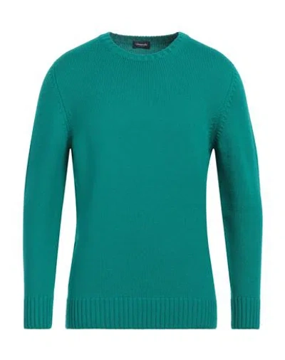 Drumohr Man Sweater Turquoise Size 42 Merino Wool In Black