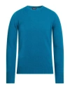 Drumohr Man Sweater Turquoise Size 44 Lambswool In Blue