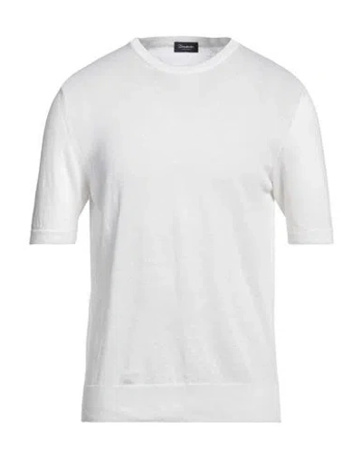 Drumohr Man Sweater White Size 40 Linen, Cotton