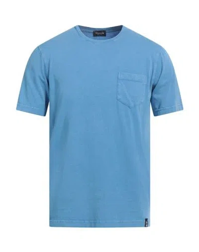 Drumohr Man T-shirt Azure Size S Cotton In Blue