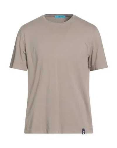 Drumohr Man T-shirt Light Brown Size L Cotton In Gray