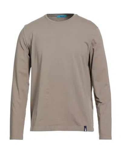 Drumohr Man T-shirt Taupe Size L Cotton In Brown