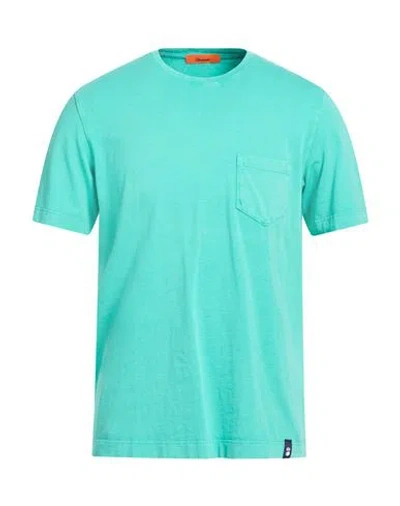 Drumohr Man T-shirt Turquoise Size L Cotton In Blue
