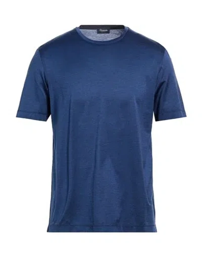 Drumohr Man T-shirt Navy Size Xxl Cotton In Blue
