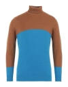Drumohr Man Turtleneck Azure Size 44 Cashmere In Blue