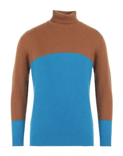 Drumohr Man Turtleneck Azure Size 44 Cashmere In Blue