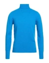 Drumohr Man Turtleneck Azure Size 42 Lambswool In Blue