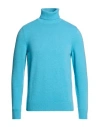 Drumohr Man Turtleneck Azure Size 44 Cashmere In Blue