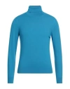 Drumohr Man Turtleneck Azure Size 46 Cashmere In Blue