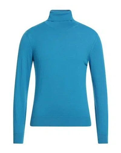 Drumohr Man Turtleneck Azure Size 46 Cashmere In Blue