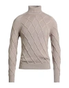 Drumohr Man Turtleneck Beige Size 36 Merino Wool In Neutral