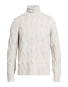 Drumohr Man Turtleneck Beige Size 44 Cashmere In White