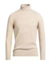 Drumohr Man Turtleneck Beige Size 44 Virgin Wool, Cashmere, Polyamide In Nude