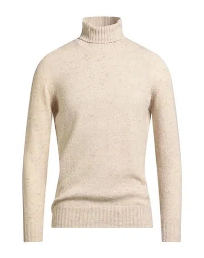 Drumohr Man Turtleneck Beige Size 44 Virgin Wool, Cashmere, Polyamide In Nude