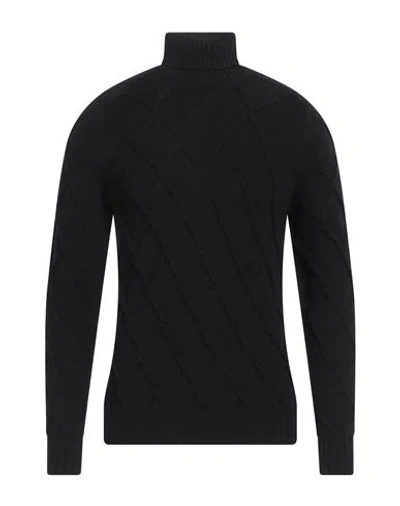 Drumohr Man Turtleneck Black Size 40 Merino Wool