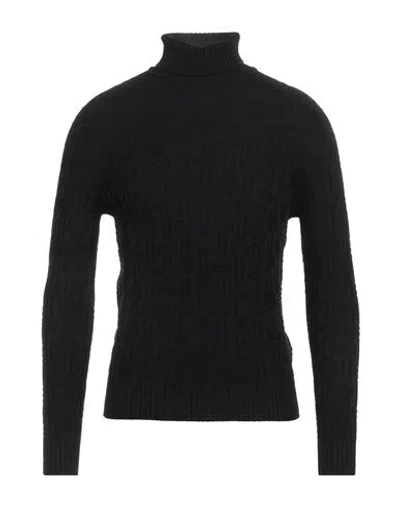 Drumohr Man Turtleneck Black Size 42 Super 140s Wool