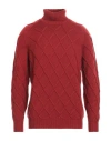 Drumohr Man Turtleneck Brick Red Size 42 Merino Wool