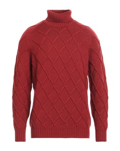 Drumohr Man Turtleneck Brick Red Size 42 Merino Wool