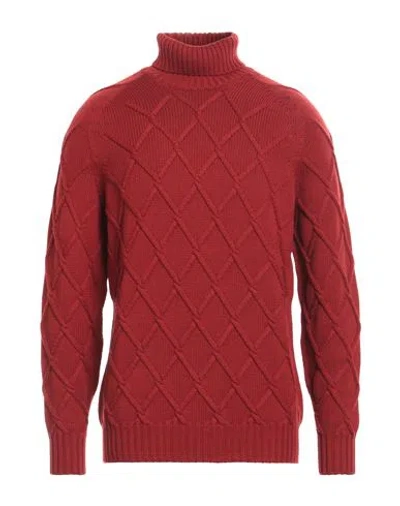Drumohr Man Turtleneck Brick Red Size 42 Merino Wool In Red