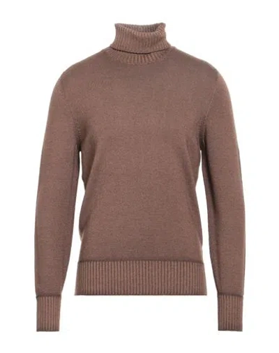 Drumohr Man Turtleneck Brown Size 42 Merino Wool