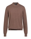 Drumohr Man Turtleneck Brown Size 44 Merino Wool In Brown