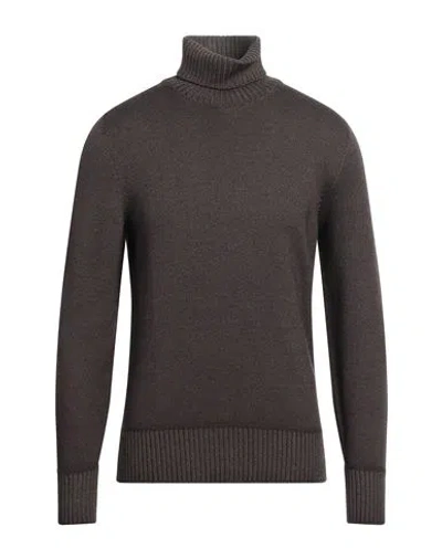 Drumohr Man Turtleneck Brown Size 46 Merino Wool