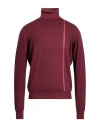 Drumohr Man Turtleneck Burgundy Size 34 Merino Wool In Red