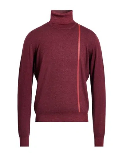 Drumohr Man Turtleneck Burgundy Size 34 Merino Wool In Red