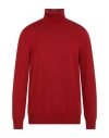Drumohr Man Turtleneck Burgundy Size 44 Merino Wool In Red