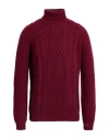 Drumohr Man Turtleneck Burgundy Size 44 Wool In Red