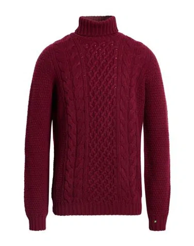 Drumohr Man Turtleneck Burgundy Size 44 Wool In Red