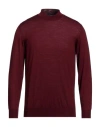 Drumohr Man Turtleneck Burgundy Size 46 Wool, Silk, Cashmere In Red