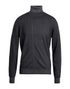 Drumohr Man Turtleneck Charcoal Size 42 Merino Wool In Black