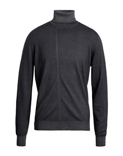 Drumohr Man Turtleneck Charcoal Size 42 Merino Wool In Black