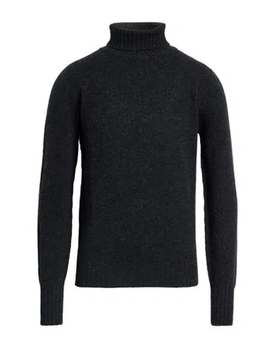 Drumohr Man Turtleneck Charcoal Size 44 Lambswool In Gray