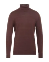 Drumohr Man Turtleneck Chocolate Brown Size 40 Merino Wool In Brown