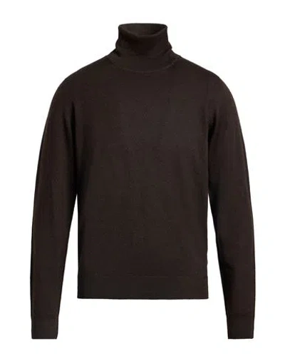 Drumohr Man Turtleneck Dark Brown Size 42 Merino Wool