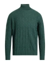 Drumohr Man Turtleneck Dark Green Size 46 Super 140s Wool In Green
