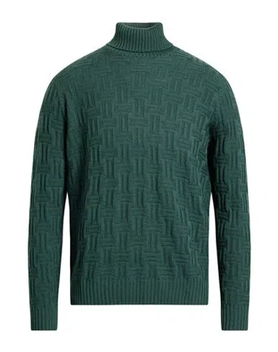 Drumohr Man Turtleneck Dark Green Size 46 Super 140s Wool