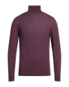 Drumohr Man Turtleneck Dark Purple Size 44 Super 140s Wool
